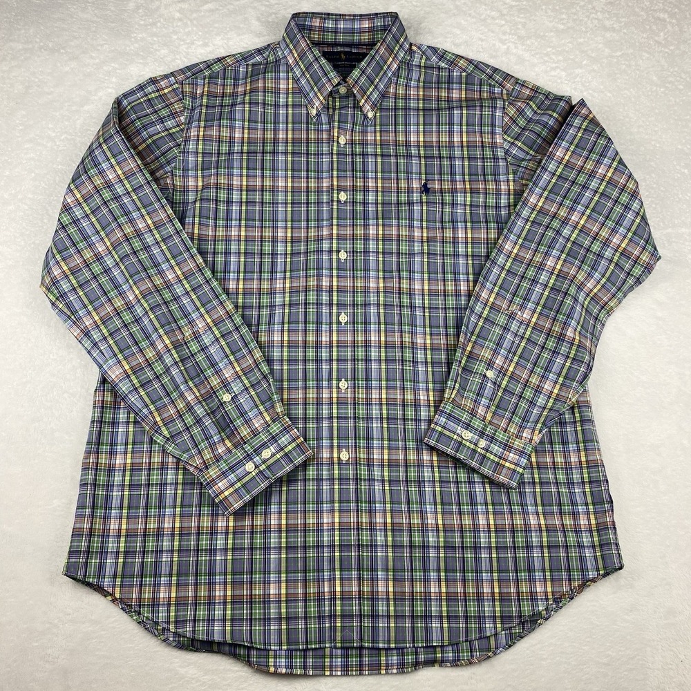 Ralph Lauren Shirt Mens XL Multicolor Plaid No Iron Long Sleeves - Picture 5 of 9